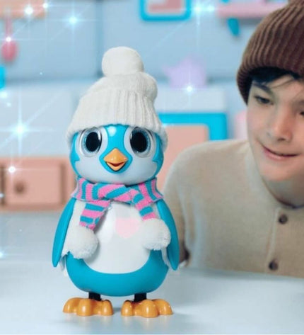 Silverlit Rescue Penguin robot toy with silver body and detailed features, electronic penguin figure for kids and play.