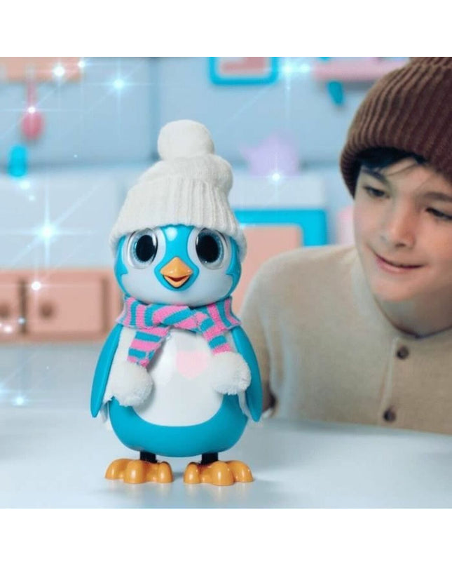 Silverlit Rescue Penguin robot toy with silver body and detailed features, electronic penguin figure for kids and play.