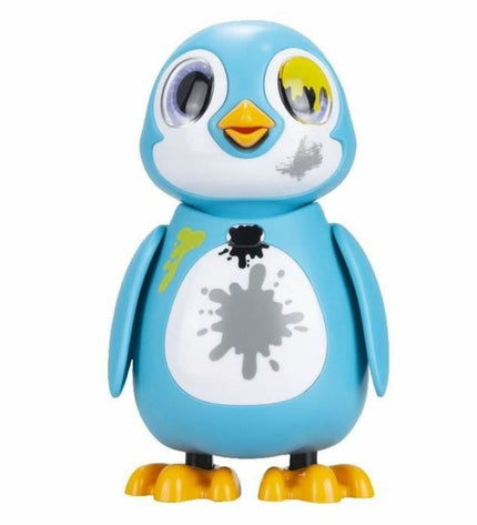 Silverlit Rescue Penguin robot toy with silver and black body, electronic features, and detailed penguin design.