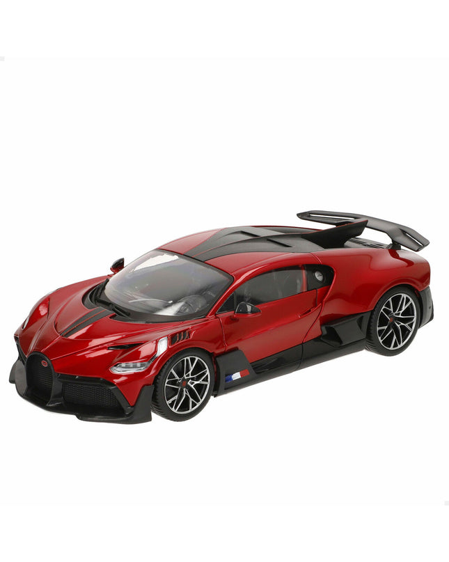 Bburago 1:18 scale Bugatti Divo toy car in blue with detailed exterior and realistic design, ideal for collectors and enthusiasts.