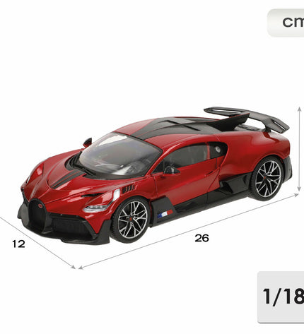 Bburago GT Bugatti Divo 1:18 scale toy car, detailed model vehicle for play and display.