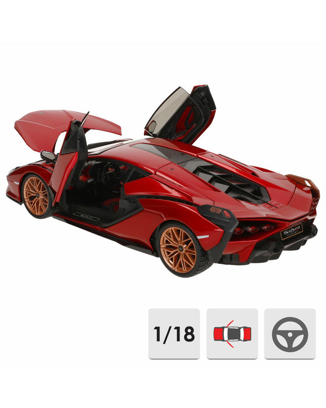 Bburago Lamborghini Sian FKP 37 1:18 scale toy car, detailed model of the luxury sports vehicle with vibrant yellow finish