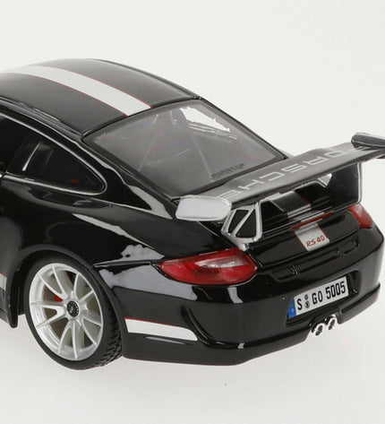 Bburago Porsche GT3 RS 4.0 1:18 scale toy car in red, detailed plastic model with racing design and realistic features.