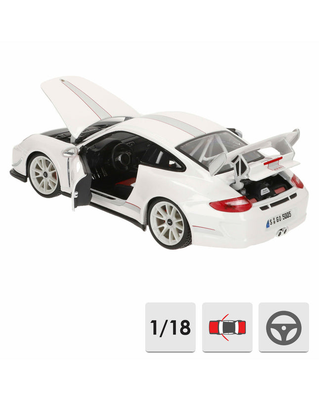 Bburago Porsche GT3 RS 4.0 1:18 scale toy car, detailed model with red body and black accents, suitable for collectors and play.