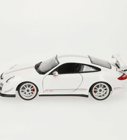 Bburago Porsche GT3 RS 4.0 1:18 scale toy car, detailed miniature model of sports car with realistic features.