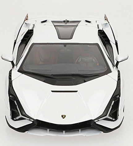 Bburago Lamborghini Sian FKP 37 1:18 scale toy car, detailed model of a sleek, yellow sports vehicle for play and collection.