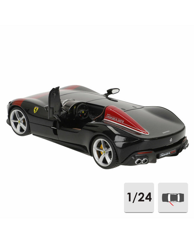 Bburago Ferrari Monza SP1 1:24 scale diecast toy car, detailed model in red with realistic features.