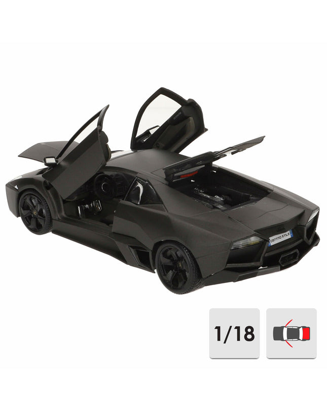 Bburago Lamborghini Reventon 1:18 scale toy car, detailed model in sleek gray with black accents.