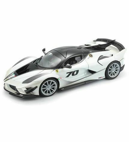 Bburago Ferrari FXX K-EVO #70 1:18 scale toy car, detailed miniature model in red with black accents for collectors and play.