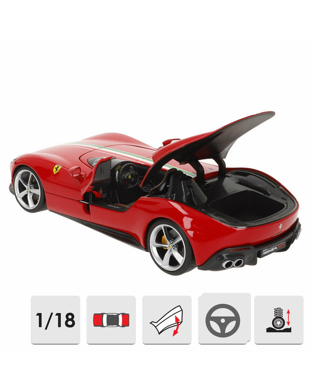 Bburago Ferrari Monza SP1 1:18 scale diecast toy car, detailed model of the Ferrari sports vehicle for collectors and play.