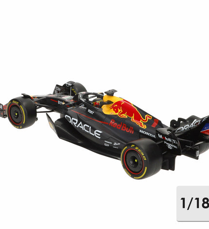 Bburago 1:18 scale F1 Race Oracle Red Bull Racing RB19 toy car, detailed model of Formula 1 race car in red and blue colors