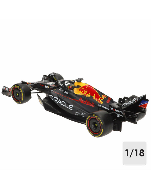 Bburago 1:18 scale F1 Race Oracle Red Bull Racing RB19 toy car, detailed model of Formula 1 race car in red and blue colors