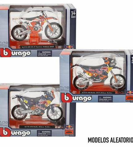 Bburago KTM Cross motorcycle toy in 1:18 scale, detailed plastic vehicle for children and collectors.