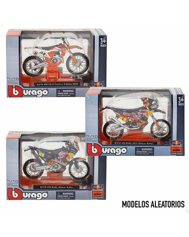 Bburago KTM Cross motorcycle toy in 1:18 scale, detailed plastic vehicle for children and collectors.