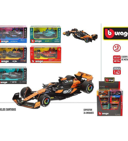Bburago F1 2024 toy race car in 1:43 scale, detailed miniature vehicle for play and collection.