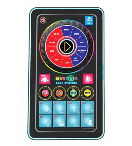Colorful iDance DJ table toy for kids, featuring musical controls and play area, designed for children’s music and game activities.