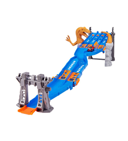 Zuru Metal Machines Racebaan Raptor Attack toy race track with four lanes, colorful plastic vehicle racing set, 70x11x30 cm size