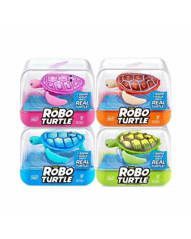 Zuru Roboturtle Schildpad action figure, colorful plastic toy turtle from the playset, detailed and vibrant for kids' play.