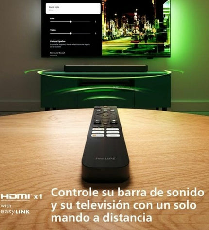 Philips TAB5109/10 gray 60W soundbar with sleek design, compact electronic audio device for enhanced home sound system.
