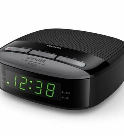 Philips TAR3305 radio alarm clock with digital display and controls, part of Philips audio and hifi electronics collection.