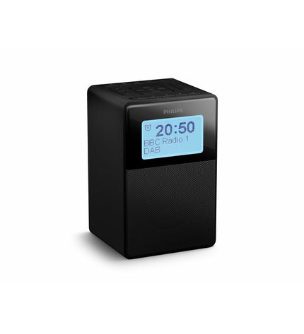 Philips TAR5100 radio alarm clock with digital display and control buttons, electronic audio device for waking up.