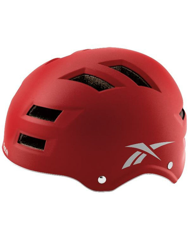 Reebok adult bike helmet in black and gray with ventilation, designed for cycling and outdoor sports.