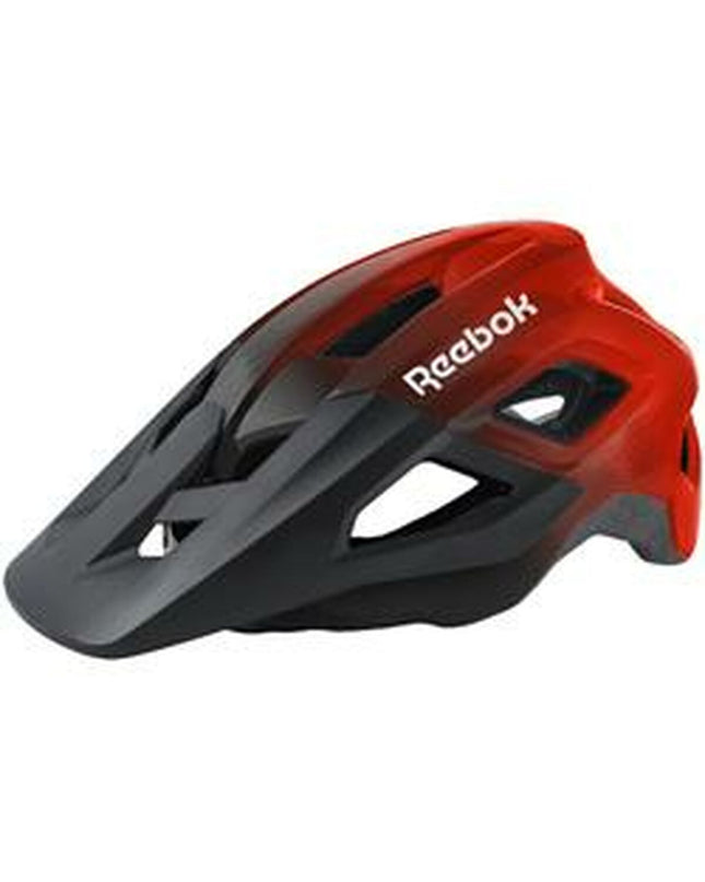 Reebok adult black and red cycling helmet for sport and outdoor riding, with a sleek aerodynamic design.