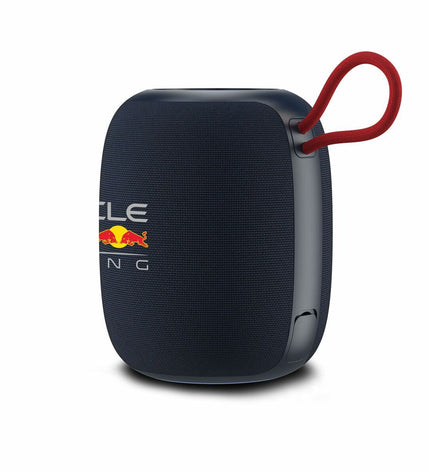 Red Bull RB-SK460 speakers in red, compact electronic audio and hi-fi equipment with sleek design and branding details.