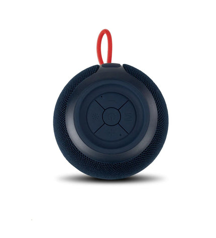Red Bull RB-SK460 speakers in black with red accents, featuring compact design and audio controls on the front.