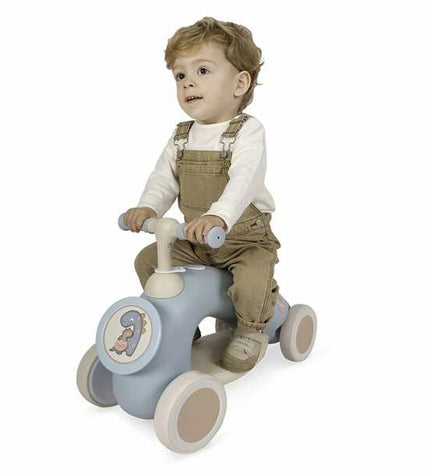 Decuevas light gray wooden driewieler toy with dimensions 60x27x42 cm, suitable for outdoor play and sports activities.
