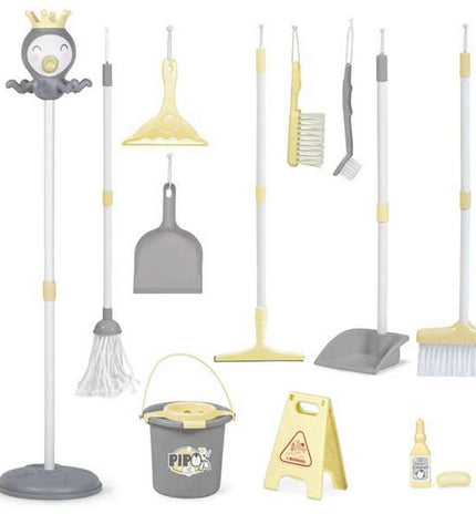 BigBuy Kids Reinig & Opberg Kit Pipo, speelgoed en imiteerspelletjes, 23x23x100 cm, includes cleaning tools and storage components.