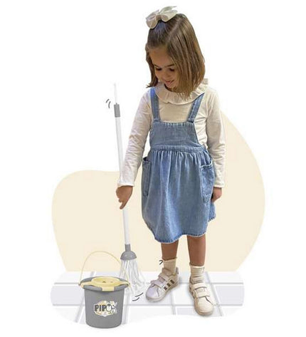 BigBuy Kids Reinig & Opberg Kit Pipo toy set for pretend play, with cleaning tools and storage box in a 23x23x100 cm size.