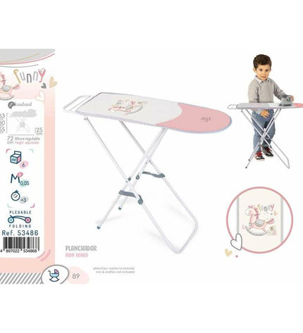Pink foldable toy ironing board by Decuevas, 63x72x25 cm, designed for pretend play and imiteerspelletjes.
