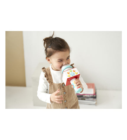 Fisher-Price karaoke microphone toy featuring colorful animal designs for kids' musical play and entertainment.