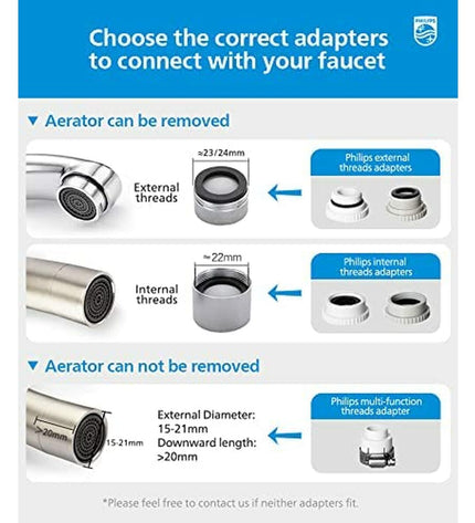 Philips AWP3703 faucet water filter attached to kitchen tap, used for clean drinking water in household kitchen.