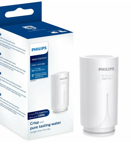 Philips AWP305/10 kitchen faucet filter attached to a kitchen tap, demonstrating water filtration for household use