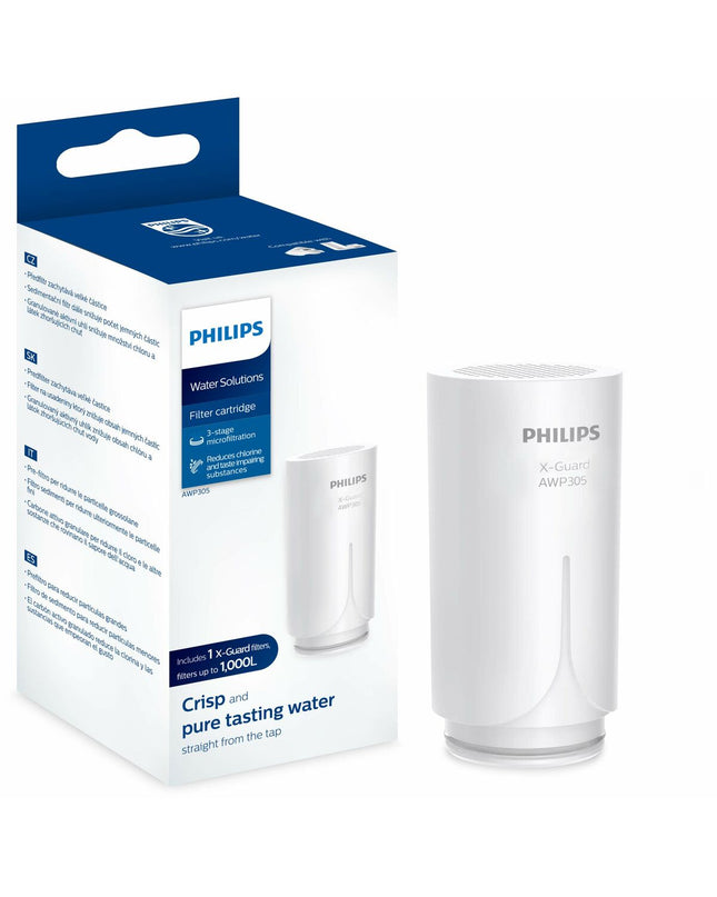 Philips AWP305/10 kitchen faucet filter attached to a kitchen tap, demonstrating water filtration for household use