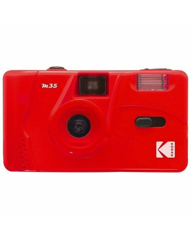 Kodak M35 film camera in black with lens and viewfinder, compact electronic photography device.