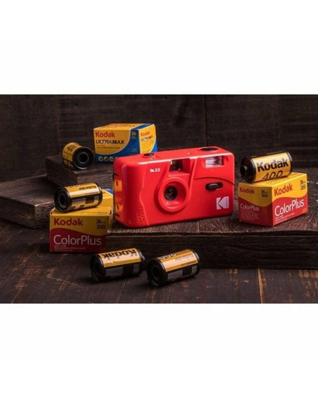 Kodak M35 film camera with black body, compact design, and lens, suitable for casual photography and film photography enthusiasts.