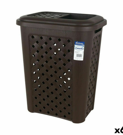 Six Tontarelli Arianna 30L Wengue waste bins for home organization, featuring a sleek dark wood finish.