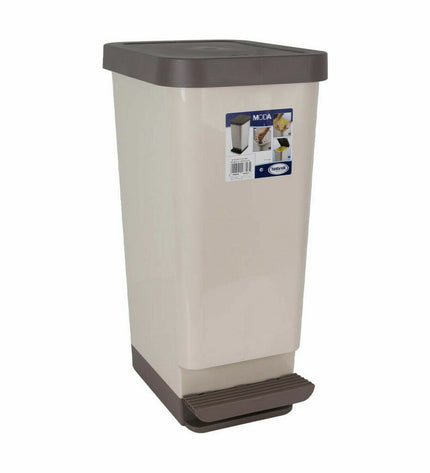 Set of four Tontarelli Moda brown pedal bins for household storage and organization, featuring a sleek, practical design.