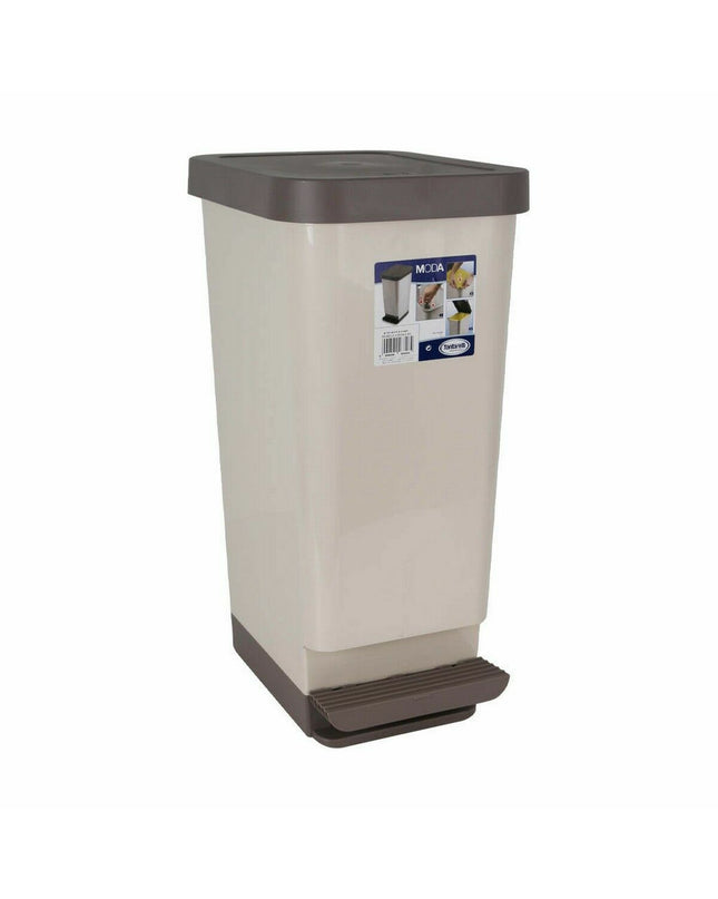 Set of four Tontarelli Moda brown pedal bins for household storage and organization, featuring a sleek, practical design.