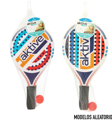 Set of 24 Aktive wooden strand scoops with ball, measuring 19.5 x 38 cm, suitable for outdoor games and sports activities.
