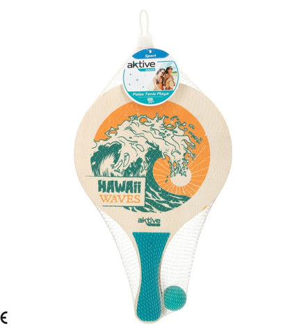 Aktive Hawai wooden beach paddles, 23.5 x 38 cm, set of 12, for outdoor games and beach fun.
