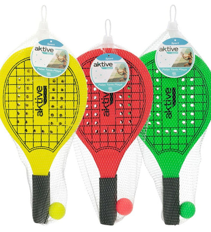 Set of 24 Aktive wooden strand scoops with handles, ideal for outdoor games and play activities, measuring 20.5 x 39.5 cm.