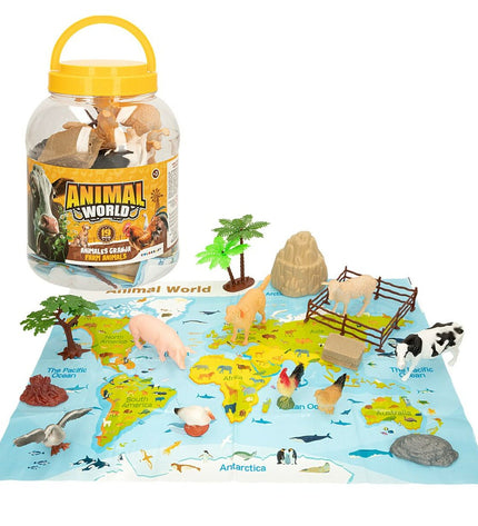 Set of six Colorbaby plastic farm animal figures with 19 pieces, ideal for children's farm-themed play, 13 x 8 x 3 cm each.