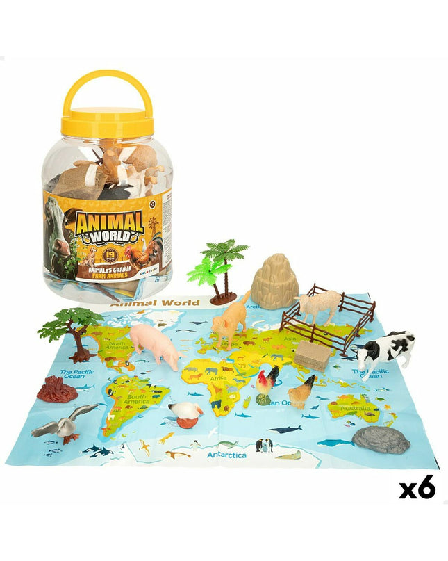 Set of six Colorbaby farm animal figures made of plastic, 13 x 8 x 3 cm, suitable for children's toys and play.