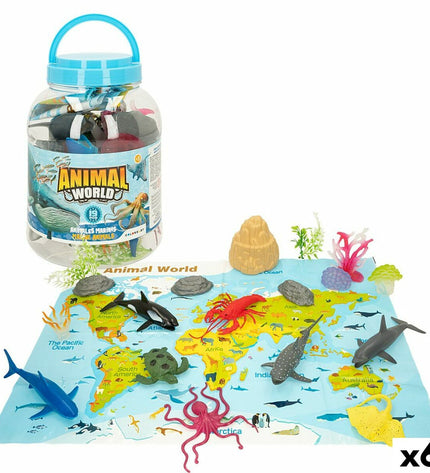 Colorbaby ocean animal figures set with 19 plastic pieces, including six colorful toy sea creatures for children.