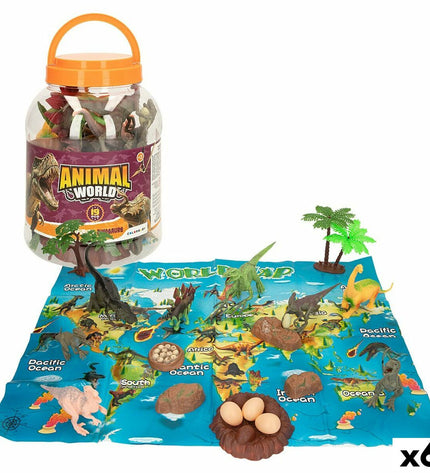 Colorbaby dinosaur playset with 19 pieces, 6 figures, colorful toy dinosaurs, 17x9x6 cm, suitable for children’s imaginative play.