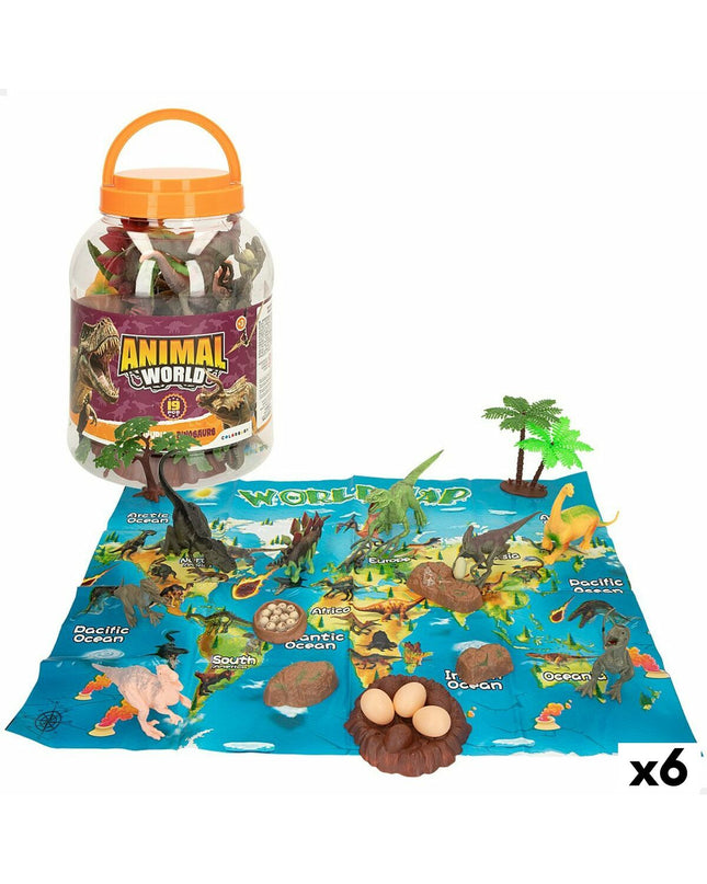 Colorbaby dinosaur playset with 19 pieces, 6 figures, colorful toy dinosaurs, 17x9x6 cm, suitable for children’s imaginative play.